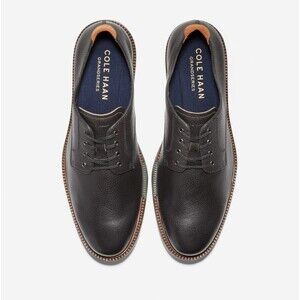Cole Haan Grand Series Shoes Men 12M Black Oxford Plain Toe Pebbled Leather Lace